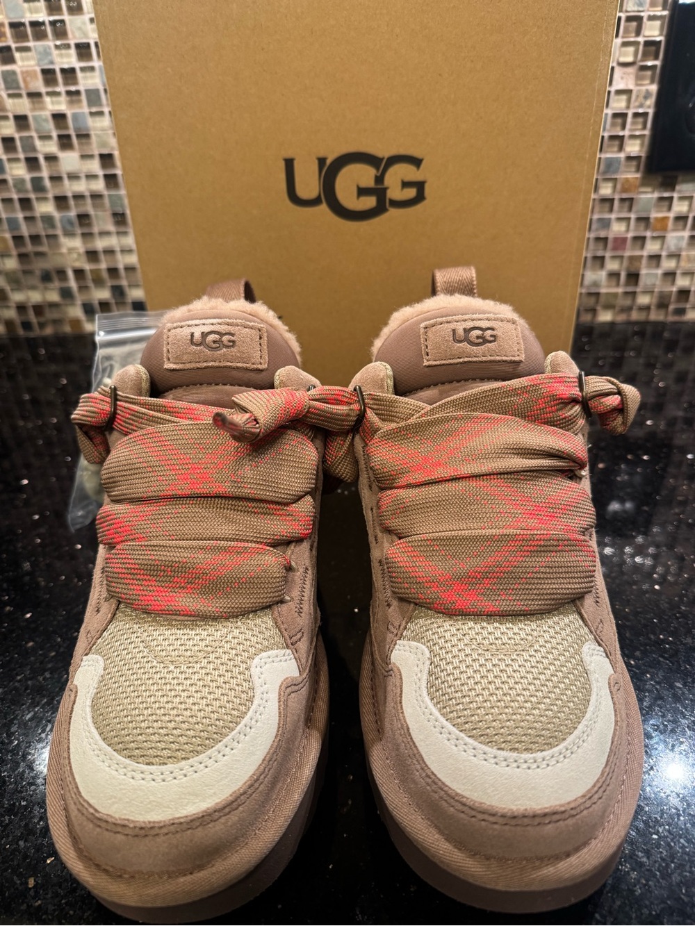 UGG Womens Blush Pink and Tan Lace-Up Sneaker-Hiking